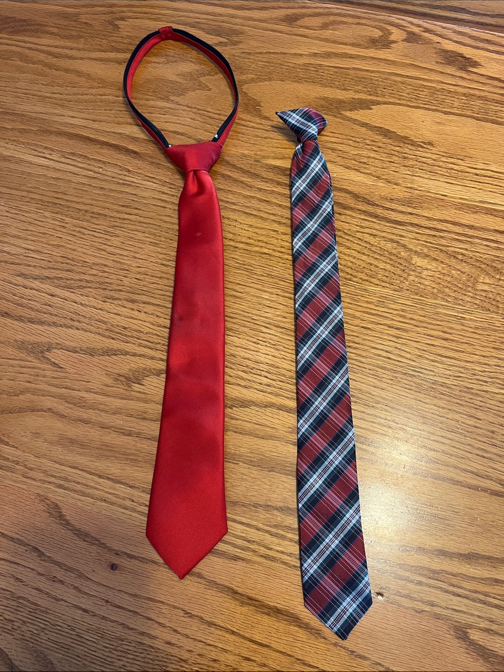 Boys Tommy Hilfiger Red Satin Tie and Red& Blue Plaid Tie
